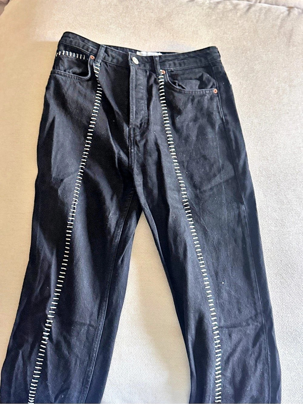 Reformation Jeans Black Zipper Detail Skinny Waist 29 Like New